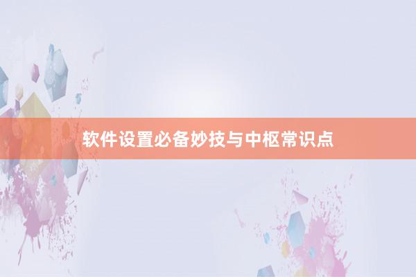 软件设置必备妙技与中枢常识点